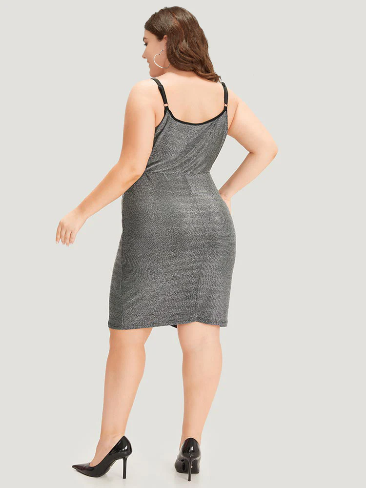 Plain Pleated Detail Wrap Hem Cami Dress - Image 3