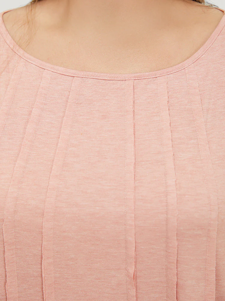 Plain Pleated Front Tiered Hem Ruffle T-shirt - Image 7