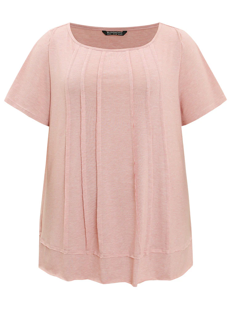 Plain Pleated Front Tiered Hem Ruffle T-shirt - Image 9