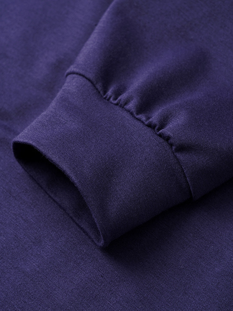 Plain Pleated Round Neck Slightly Stretchy Sweatshirt - Image 6