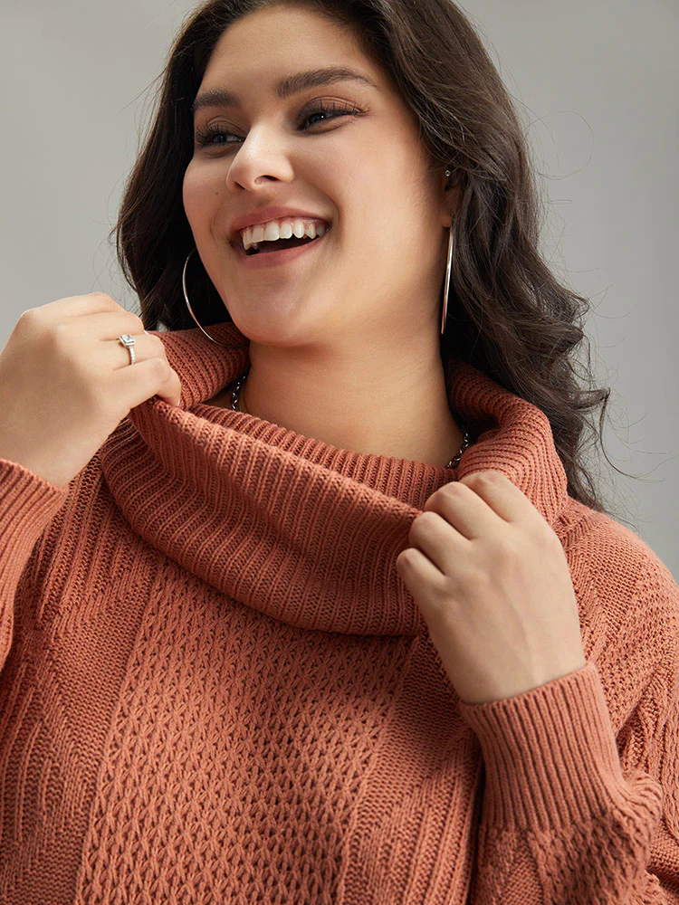 Plain Plisse Turtle Neck Loose Pullover - Image 6