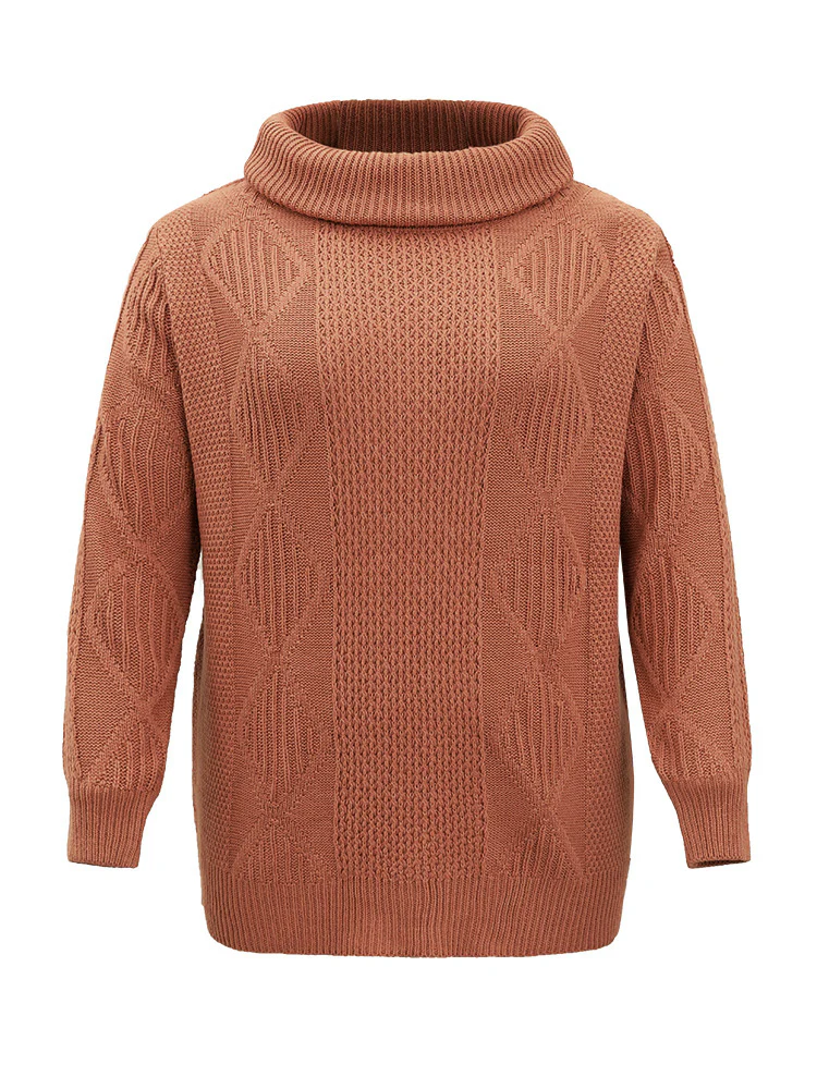Plain Plisse Turtle Neck Loose Pullover - Image 7