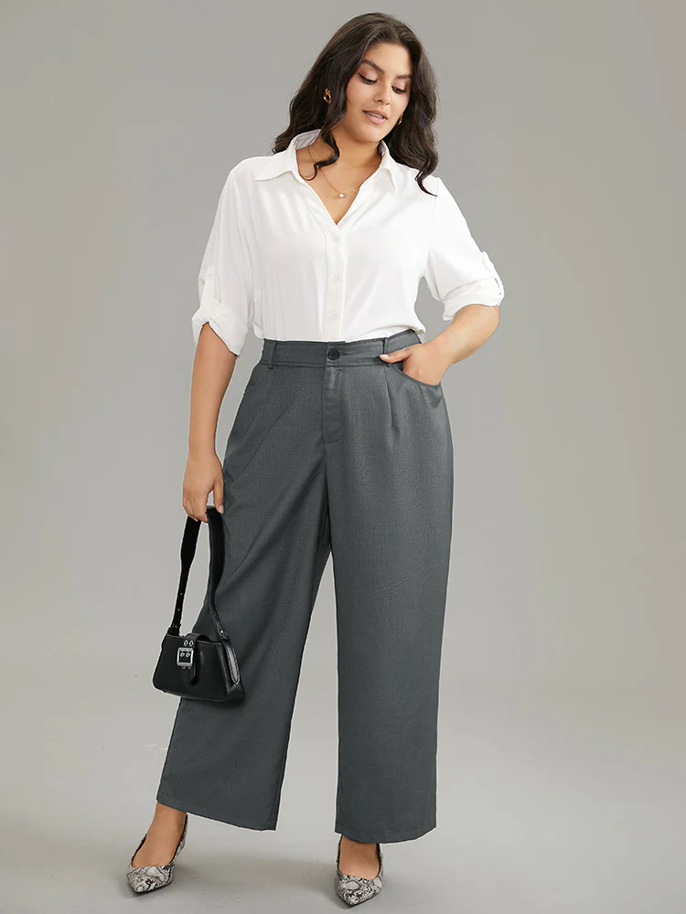 Plain Pockec Straight Leg Zipper Fly Pants - Image 3