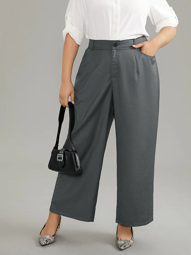 Plain Pockec Straight Leg Zipper Fly Pants - Image 4