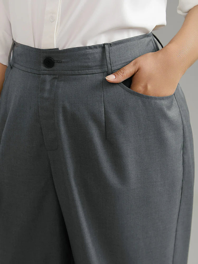 Plain Pockec Straight Leg Zipper Fly Pants - Image 5
