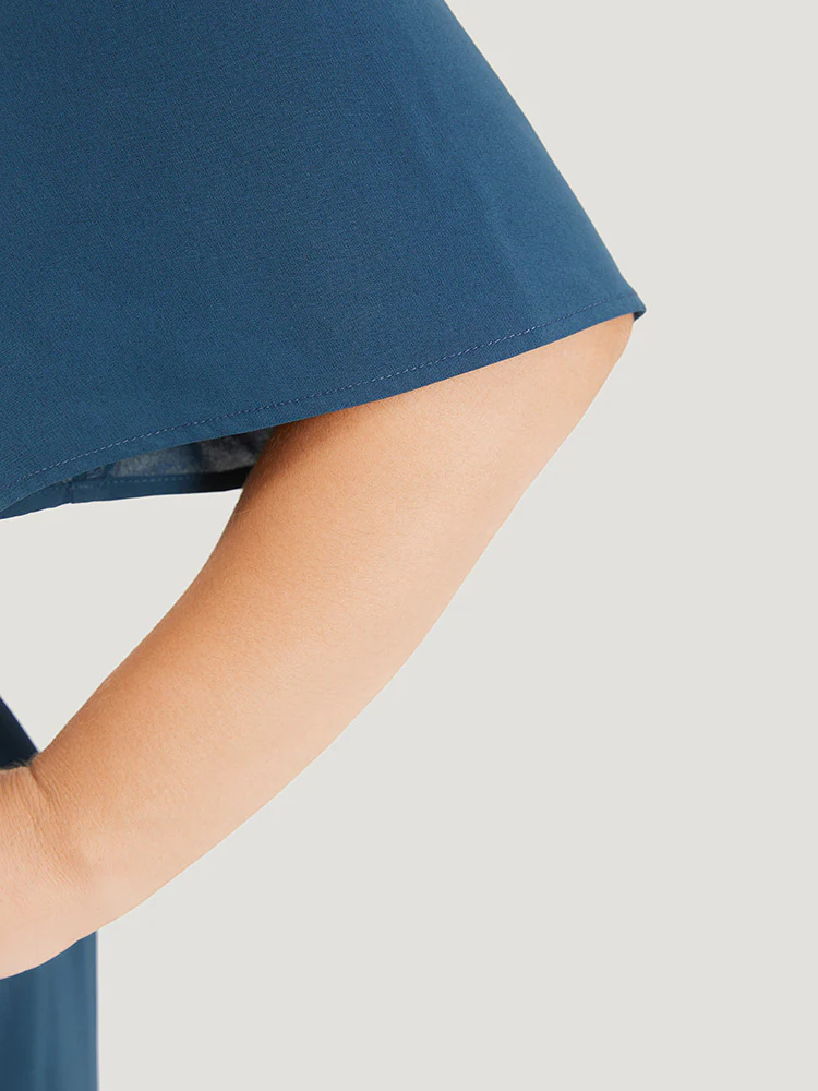 Plain Pocket Belted Pleated Raglan Sleeve Dress - Image 8