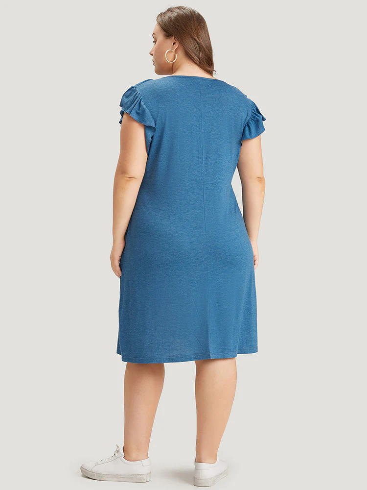 Supersoft Essentials Plain Pocket Button Through Flutter Dress - Image 3
