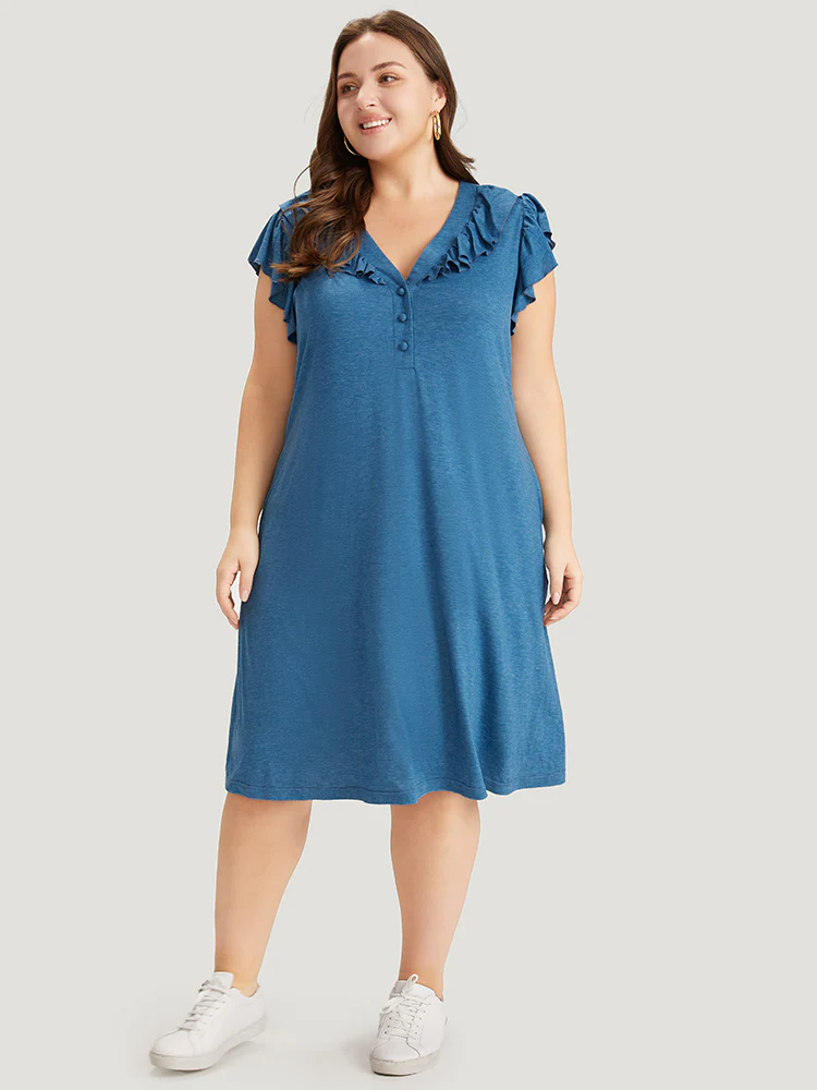Supersoft Essentials Plain Pocket Button Through Flutter Dress - Image 6
