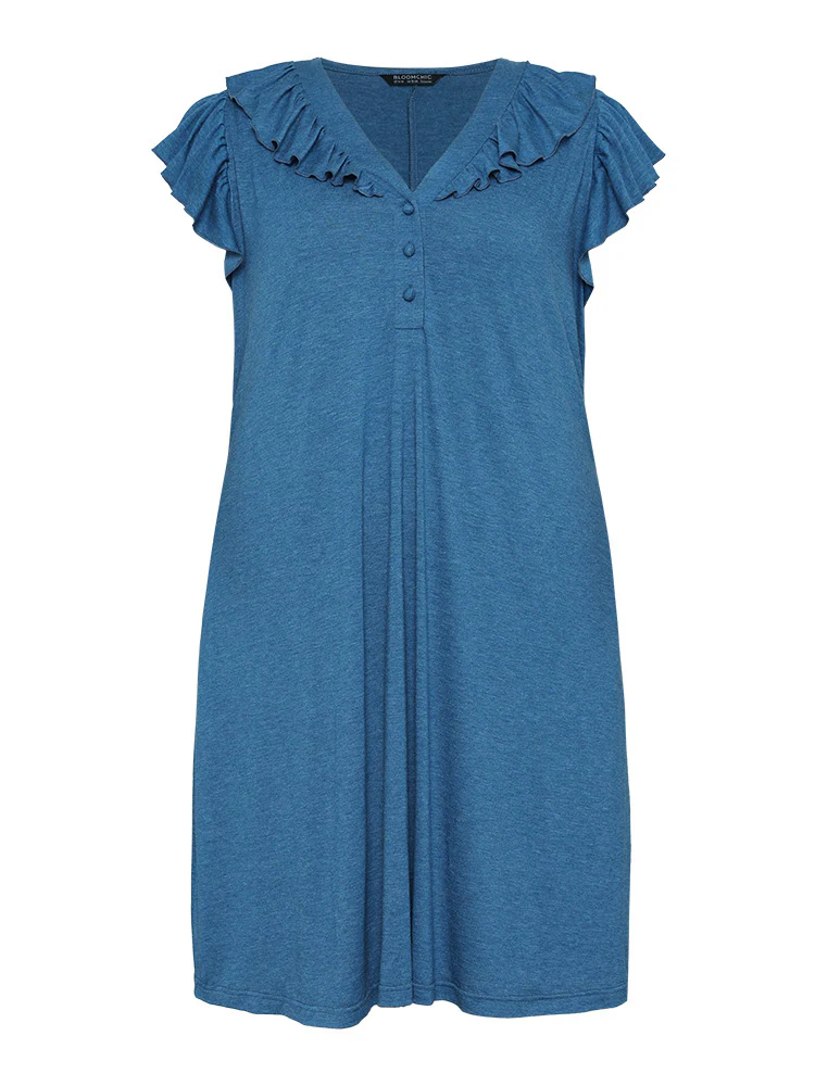 Supersoft Essentials Plain Pocket Button Through Flutter Dress - Image 9