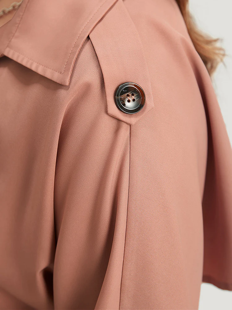 Plain Pocket Button Up Belted Lapel Collar Coat - Image 7