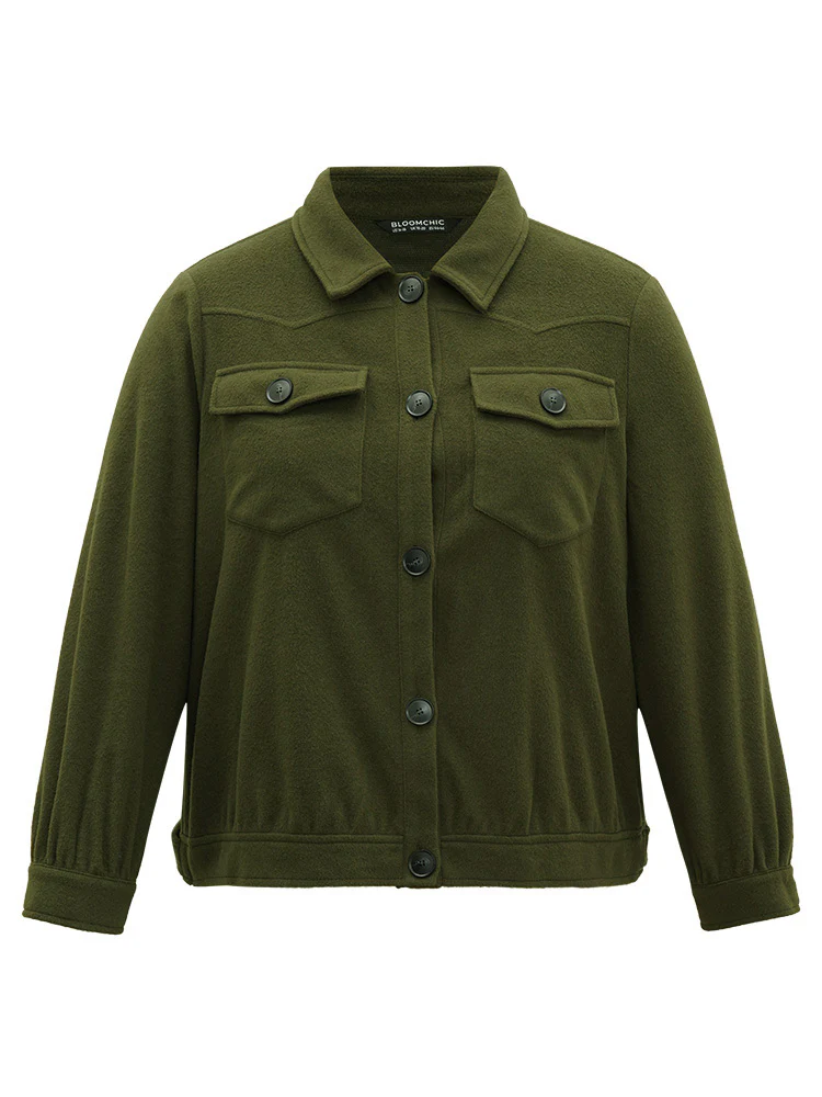 Plain Pocket Button Up Shacket - Image 10