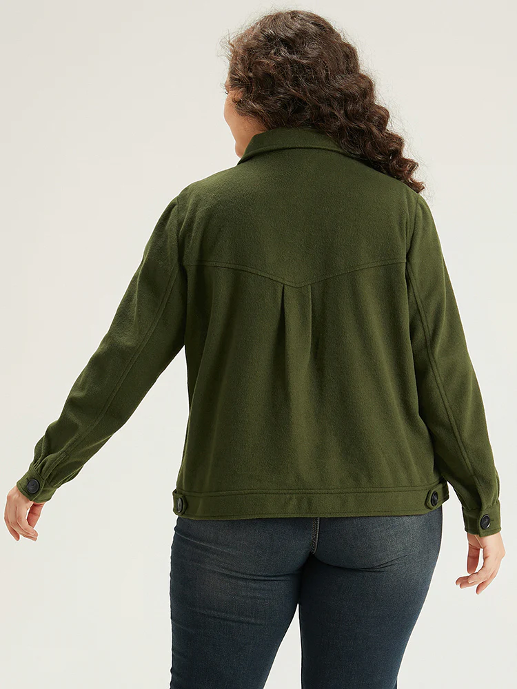 Plain Pocket Button Up Shacket - Image 2