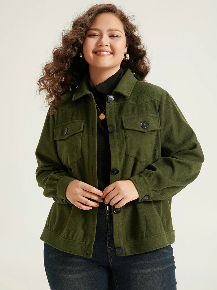 Plain Pocket Button Up Shacket - Image 4