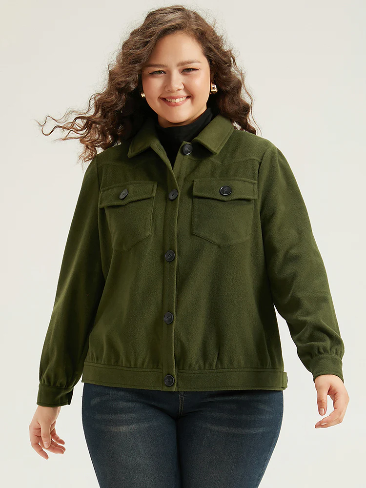 Plain Pocket Button Up Shacket - Image 5