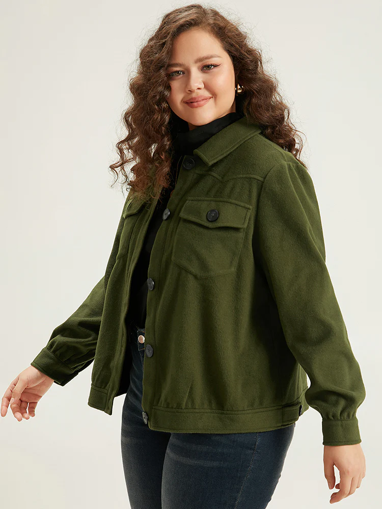 Plain Pocket Button Up Shacket - Image 6