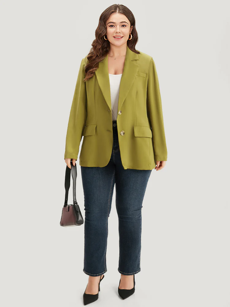 Plain Pocket Button Up Suit Collar Blazer - Image 4