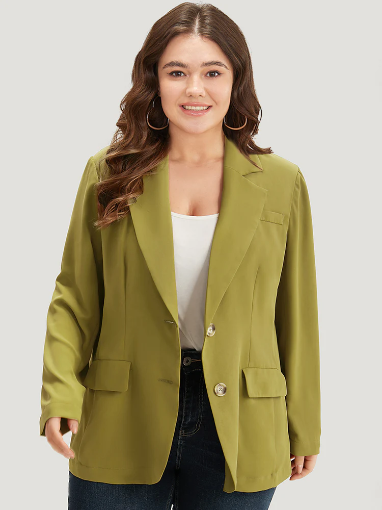 Plain Pocket Button Up Suit Collar Blazer - Image 5