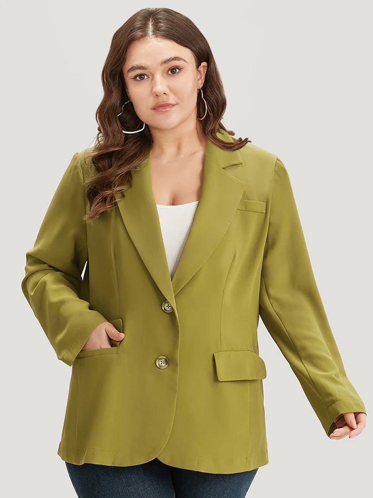 Plain Pocket Button Up Suit Collar Blazer - Image 6