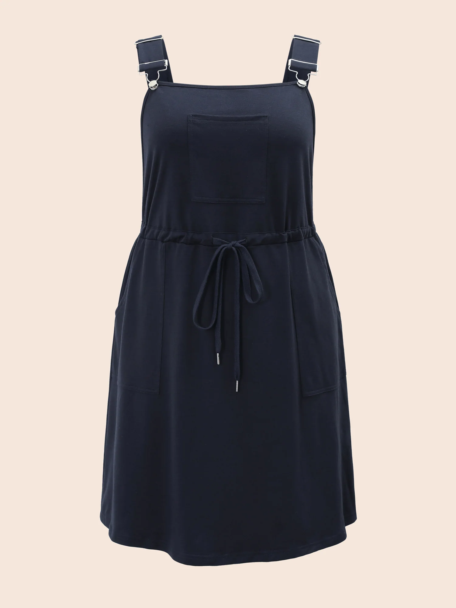 Plain Pocket Drawstring Overall Dress - Image 9
