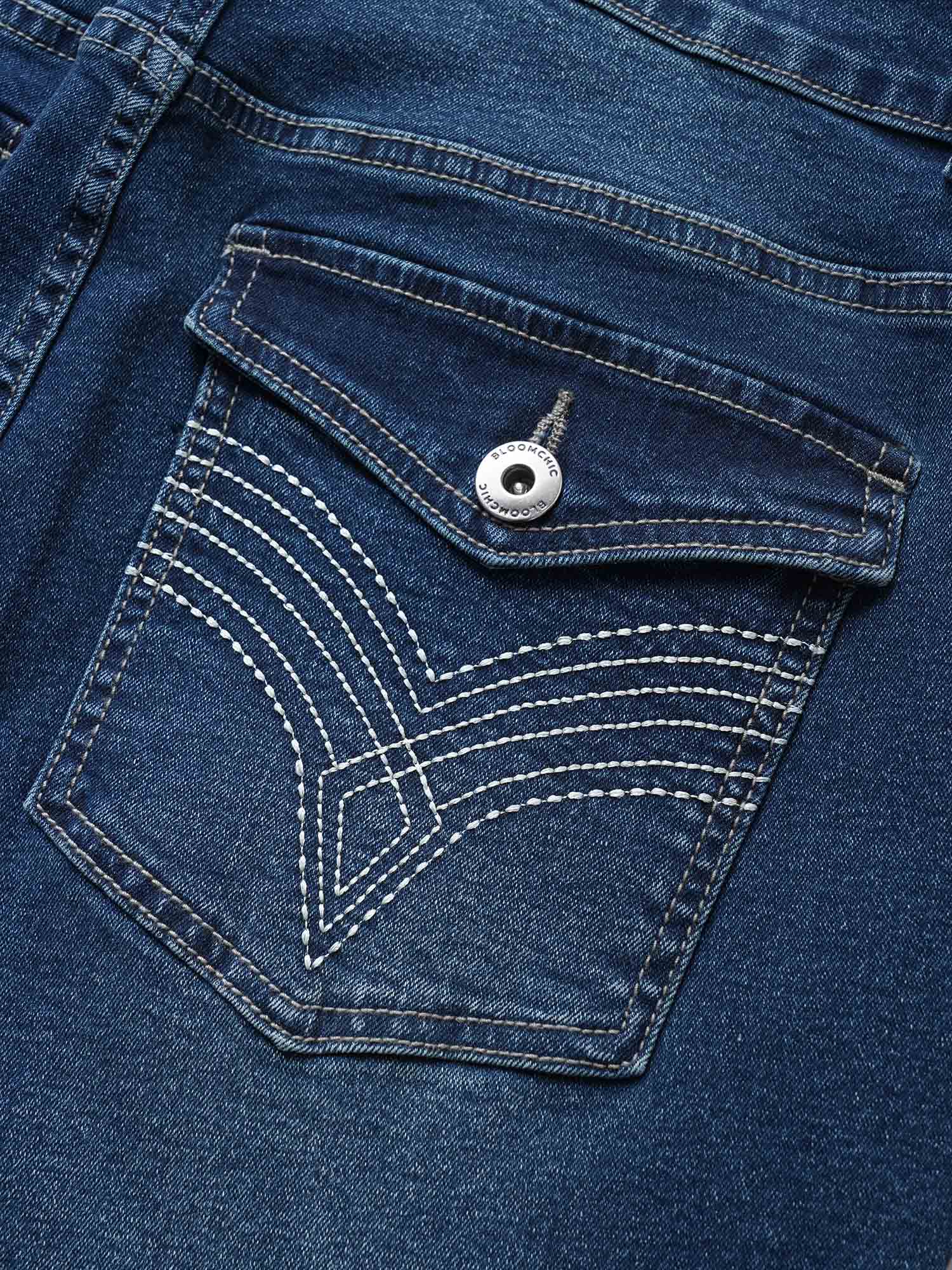 Plain Pocket Embroidered Skinny Jeans - Image 7