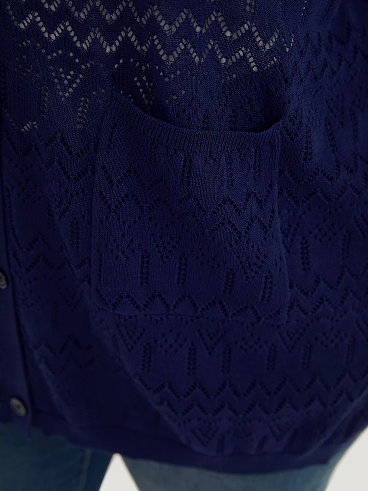 Plain Pocket Hollow Out Button Through Cardigan - Image 8