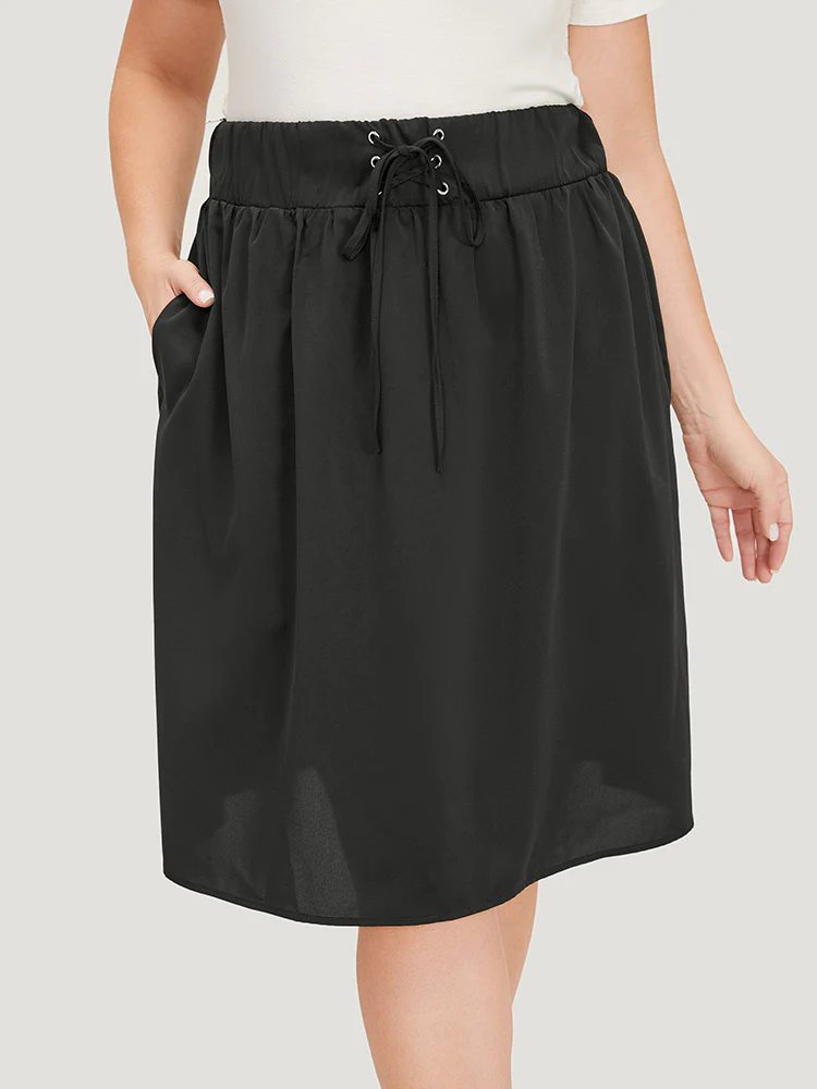 Plain Pocket Lace Up Skirt - Image 2