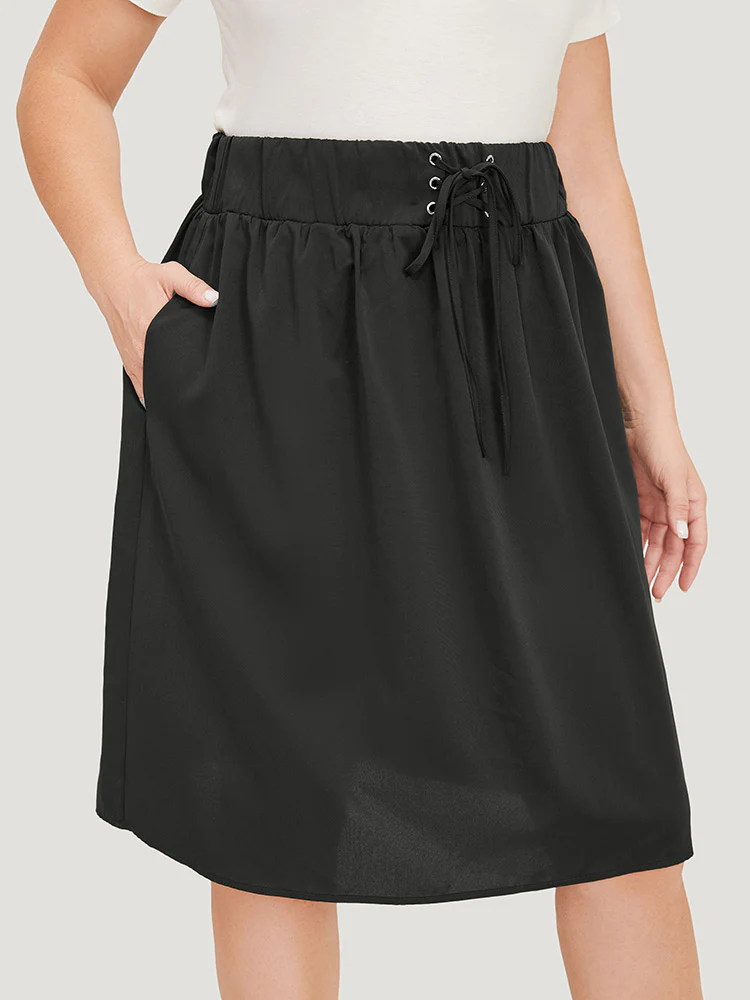 Plain Pocket Lace Up Skirt - Image 3