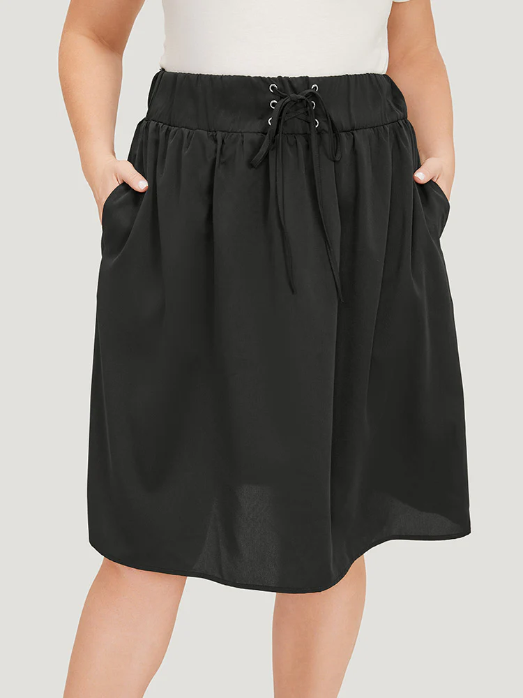 Plain Pocket Lace Up Skirt - Image 4