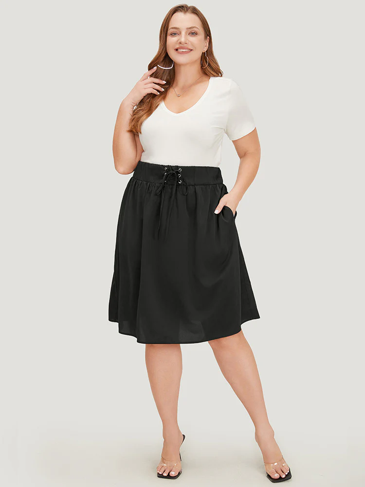Plain Pocket Lace Up Skirt - Image 6