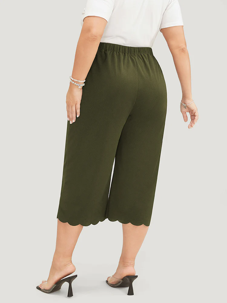 Plain Pocket Scalloped Trim Pants - Image 4