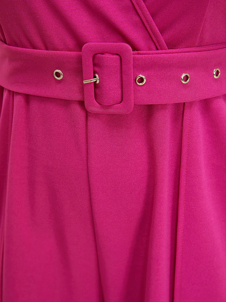 Plain Pocket Wrap Buckle Belt Jumpsuit - Image 8