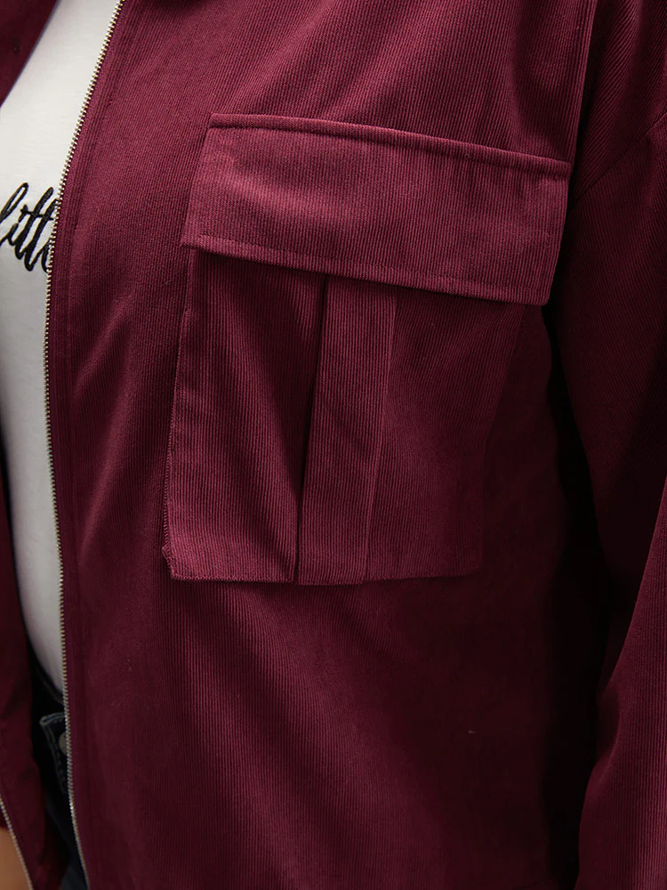 Plain Pocket Zipper Elastic Cuffs Jacket - Image 8