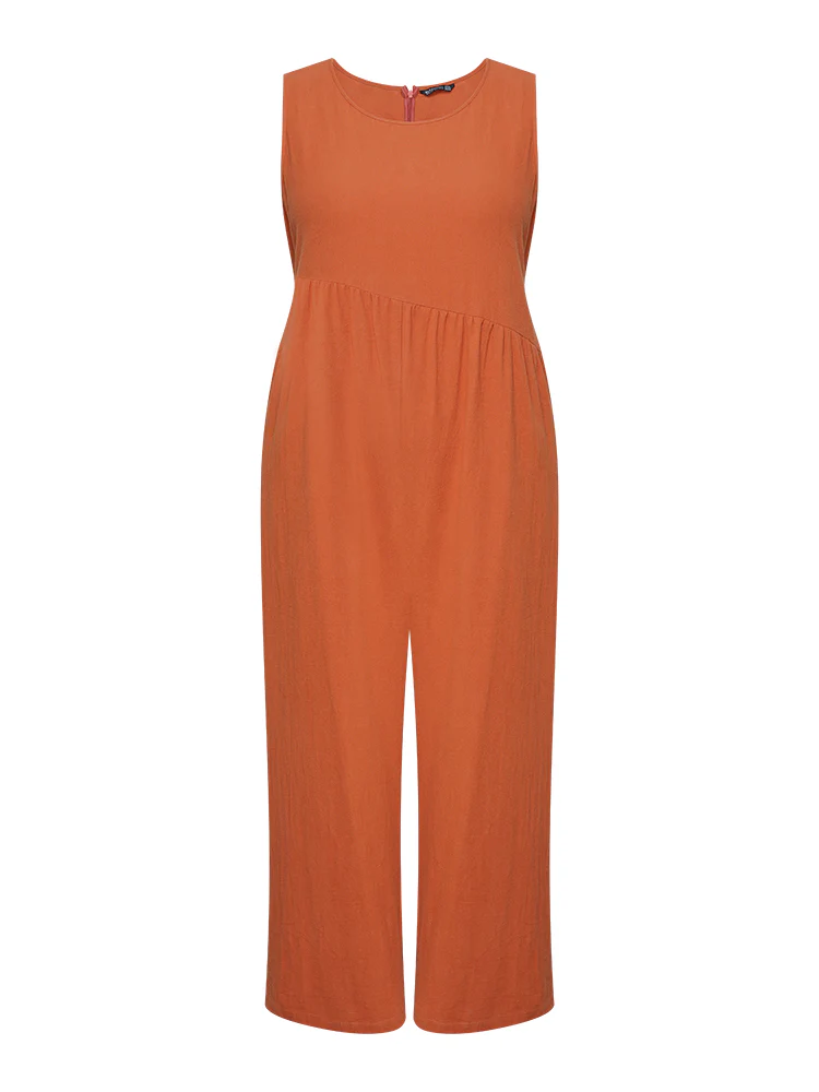 Plain Pocket Zipper Patchwork Tank Jumpsuit - Image 9