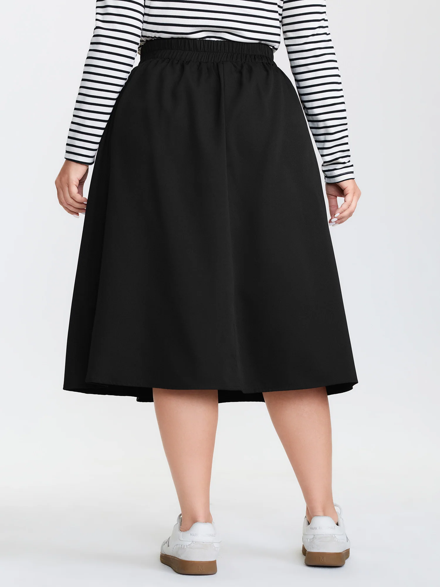 Plain Pockets A-Line Midi Skirt - Image 5