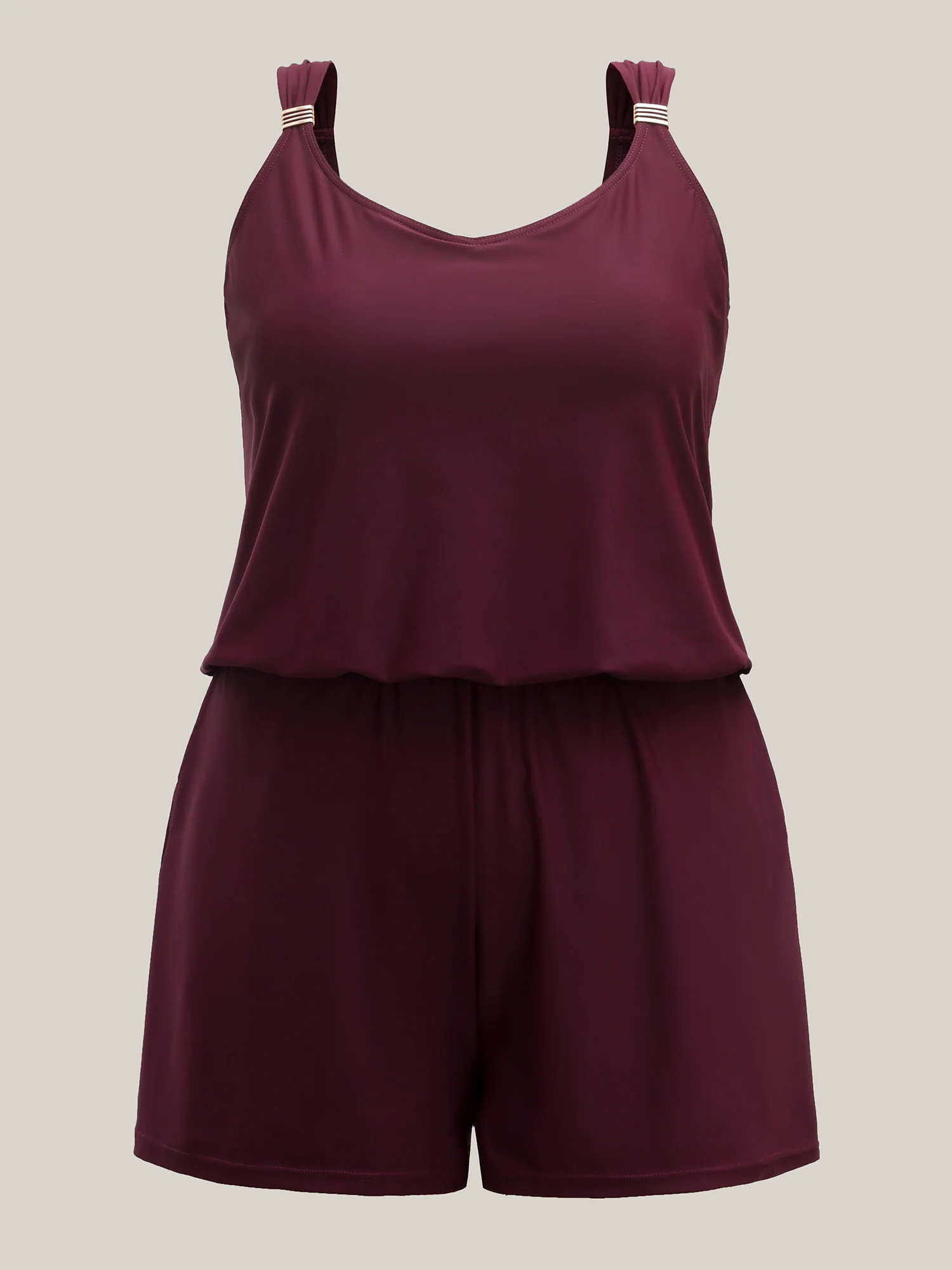 Plain Pockets Adjustable One-Piece Swimsuit - Image 19