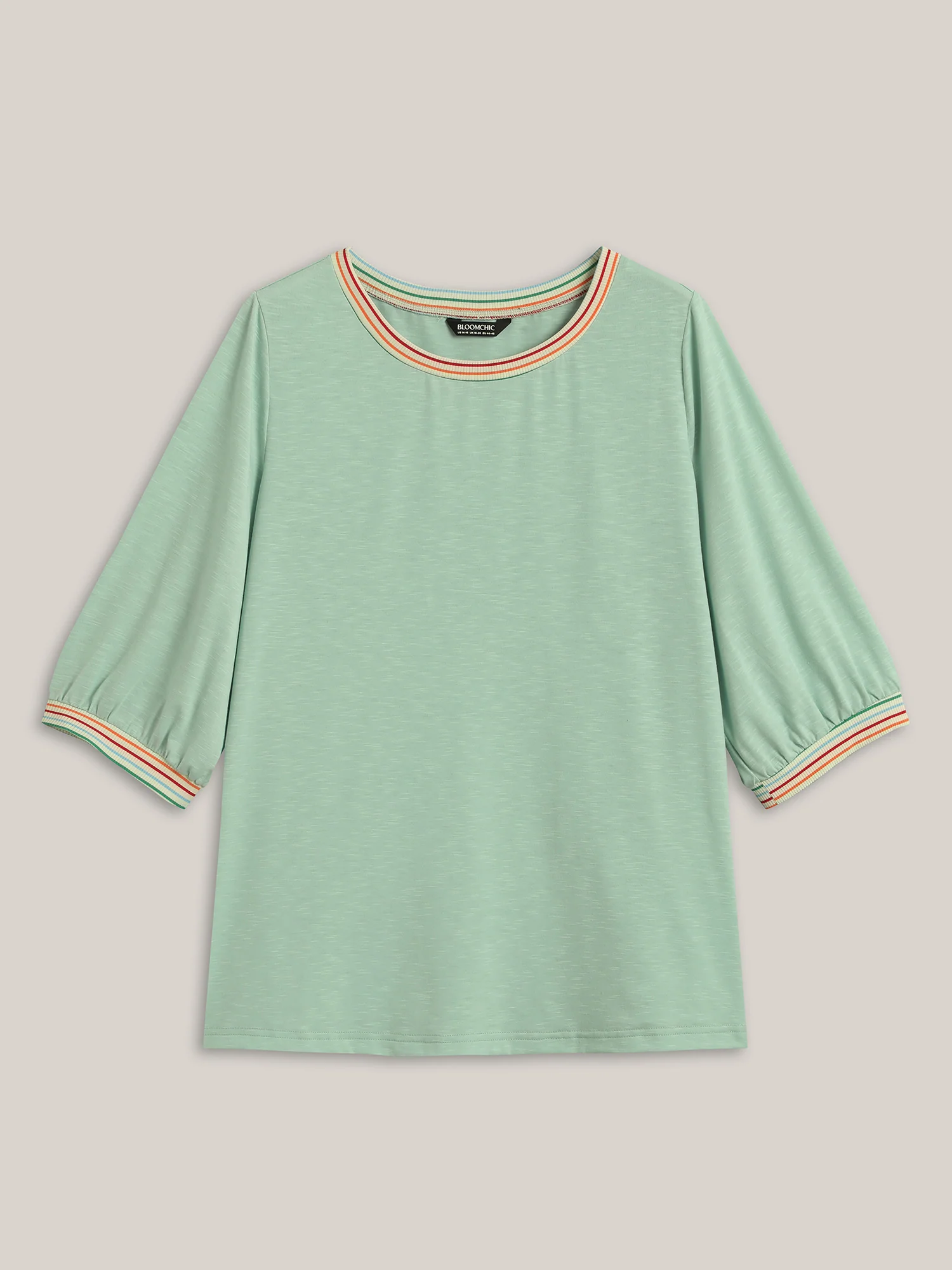 Plain Puff Sleeve Crew Neck T-Shirt - Image 7