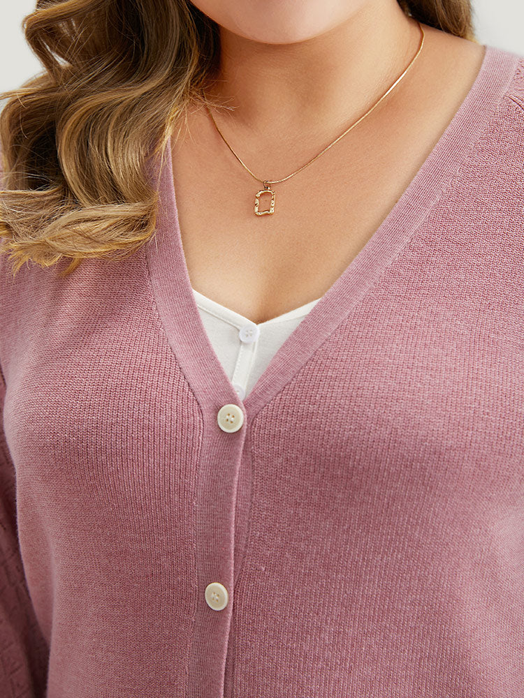Plain Raglan Sleeve Eyelet Button Fly Cardigan - Image 8