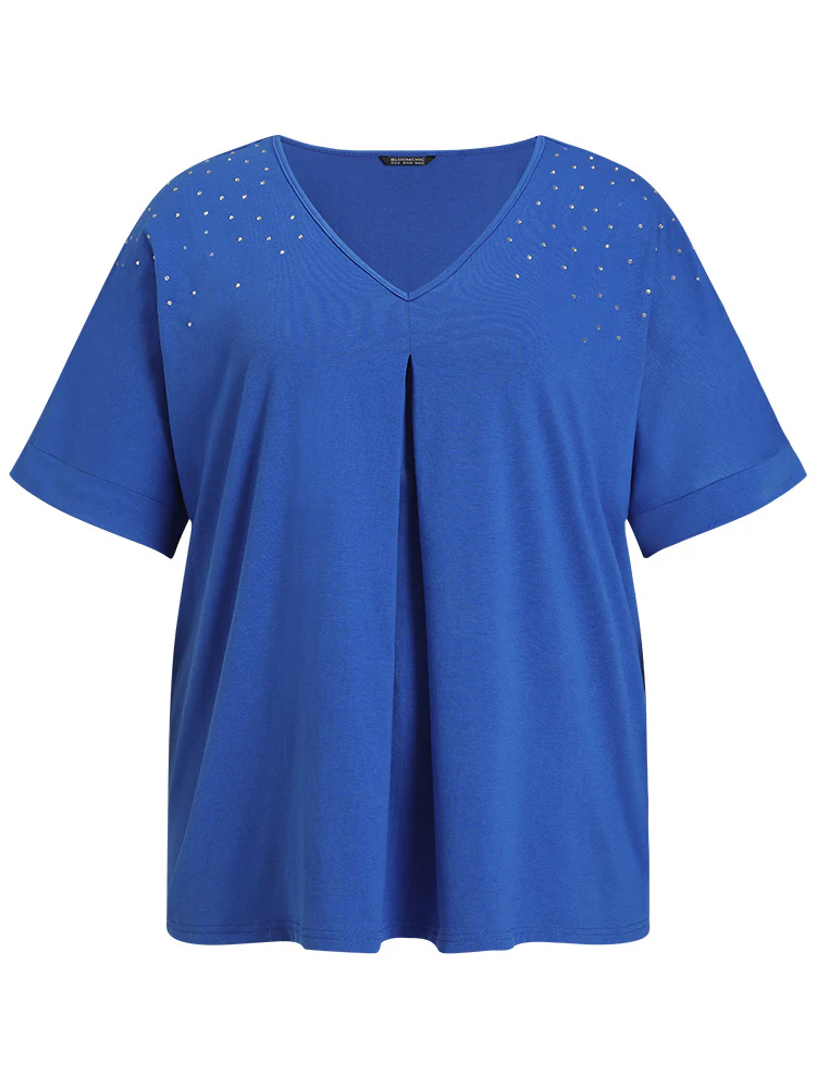 Plain Rhinestone Dolman Sleeve Cut Out T-shirt - Image 8