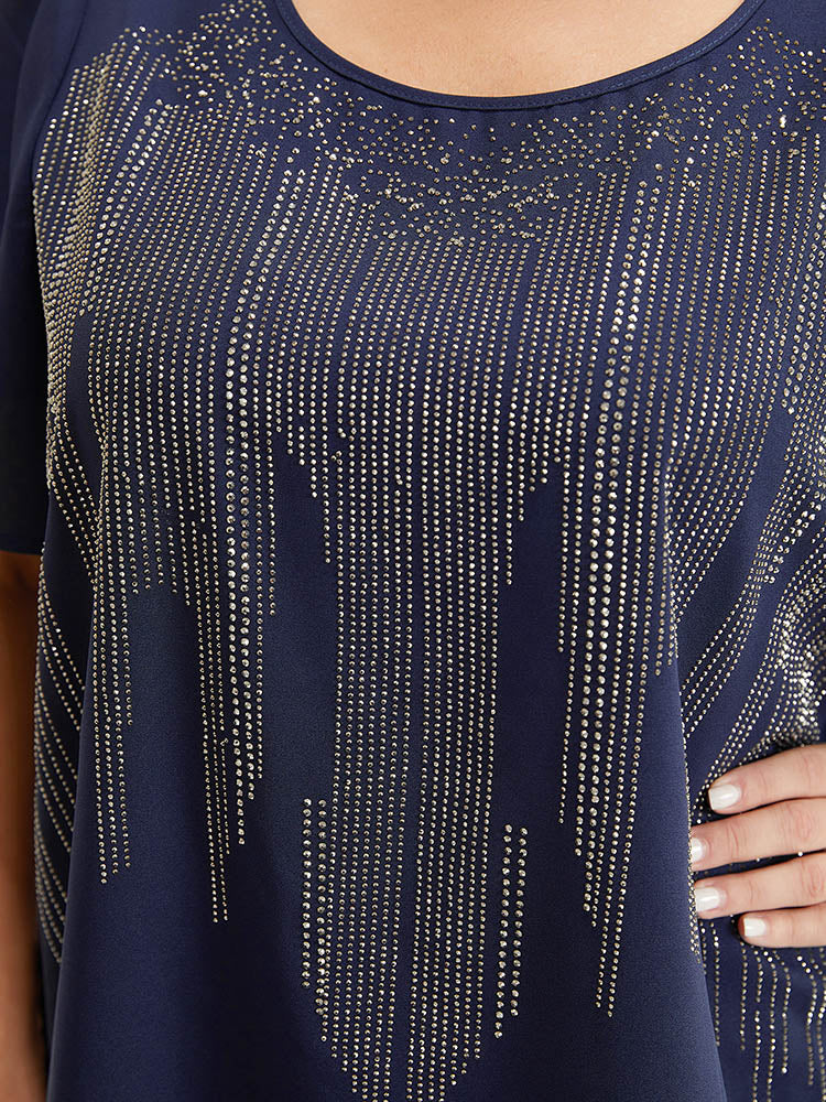Plain Rhinestones Detail Ruffles Sleeve Blouse - Image 8