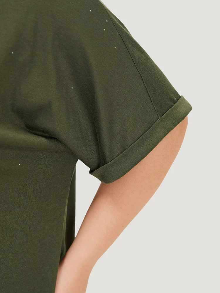 Plain Ripped Detail Crew Neck T-shirt - Image 8