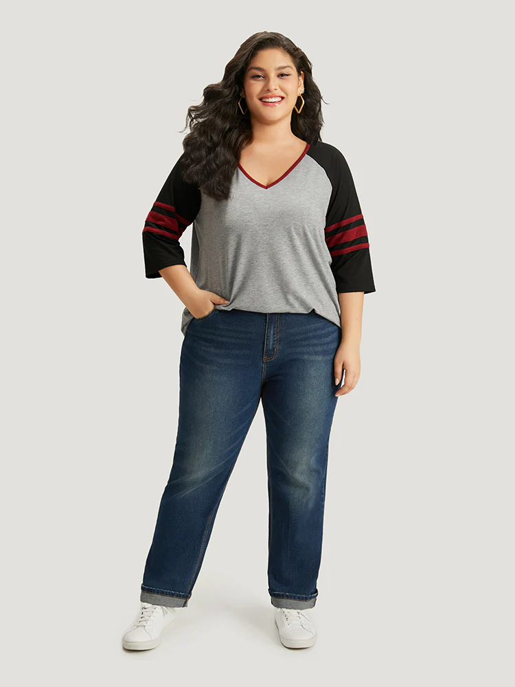 Plain Roll Hem Medium Wash Full Length Jeans - Image 3
