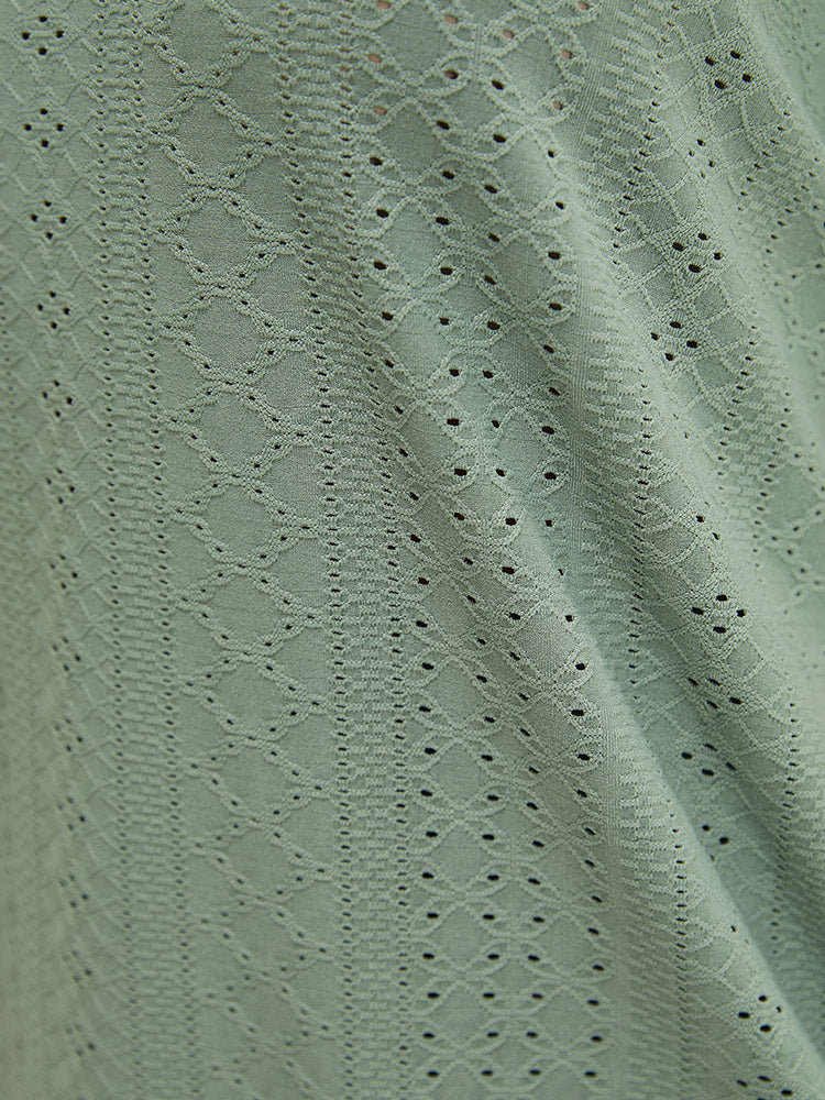 Plain Roll Sleeve Broderie Anglaise T-shirt - Image 9