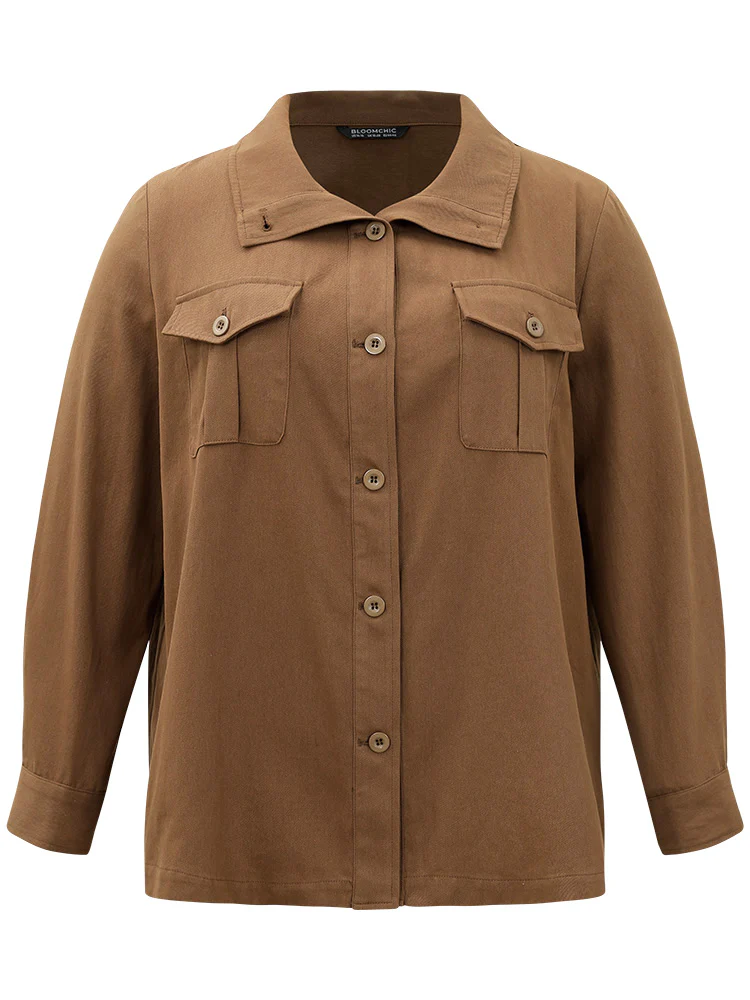 Plain Roll Tab Sleeve Button Down Coat - Image 8