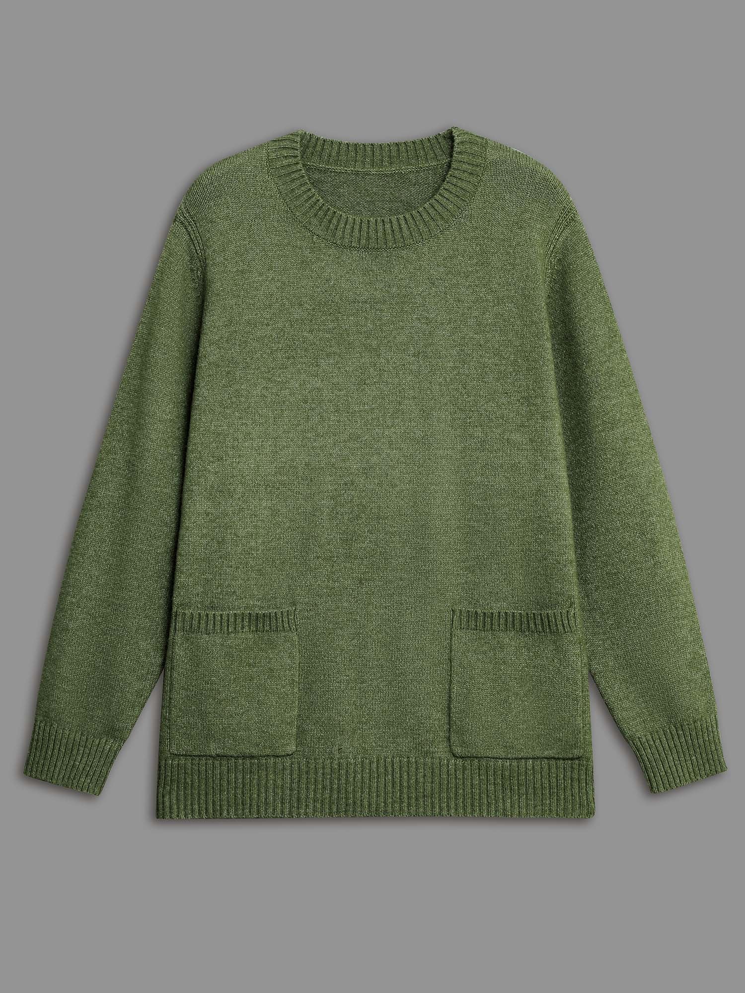 Plain Round Neck Patched Pocket Pullover - Image 7