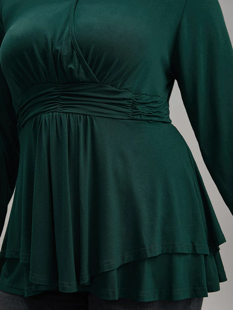 Supersoft Essentials Plain Ruffle Hem Wrap Ruched T-shirt - Image 6