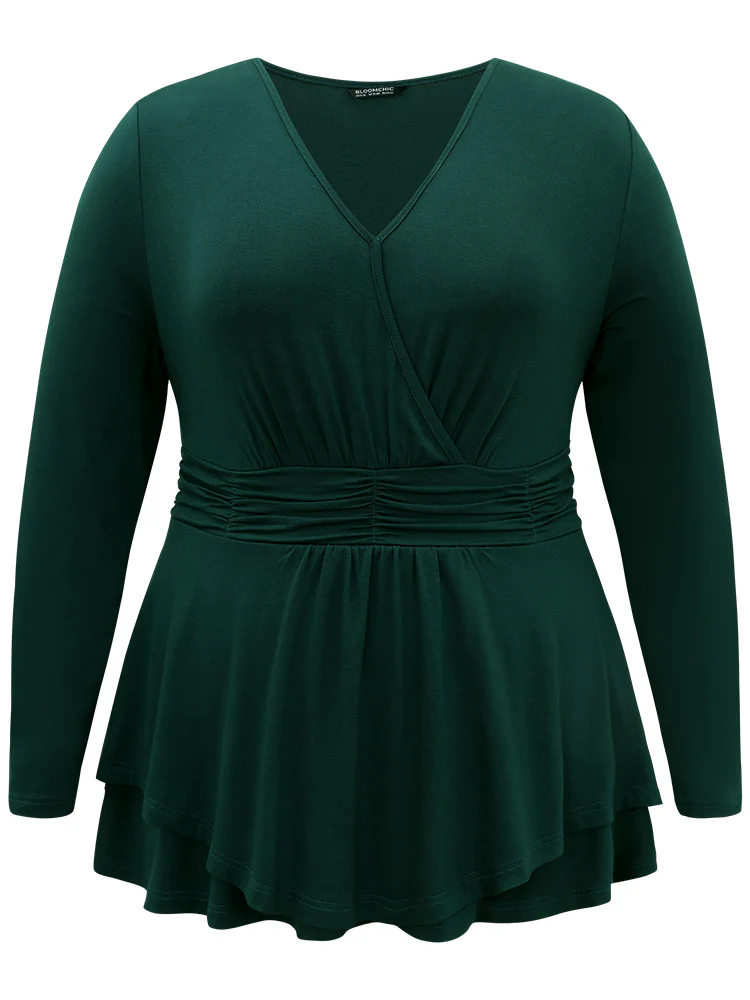Supersoft Essentials Plain Ruffle Hem Wrap Ruched T-shirt - Image 7