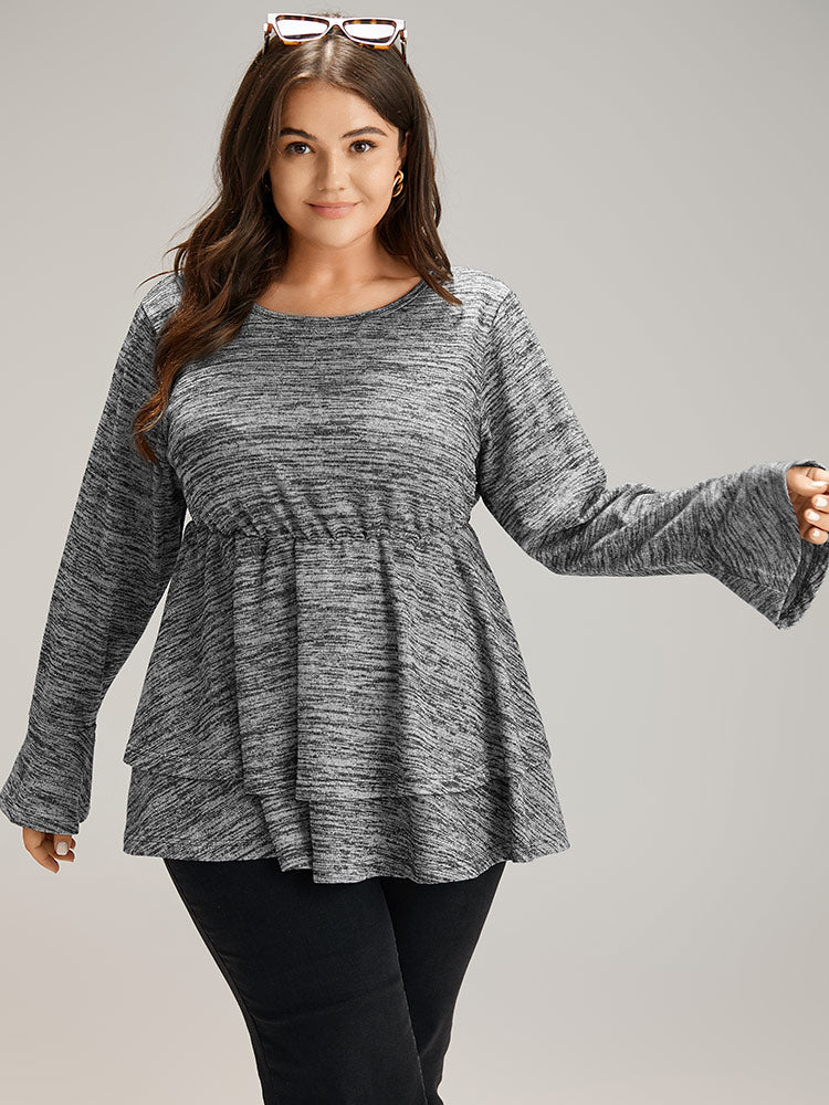 Plain Ruffle Layered Hem T-shirt - Image 3
