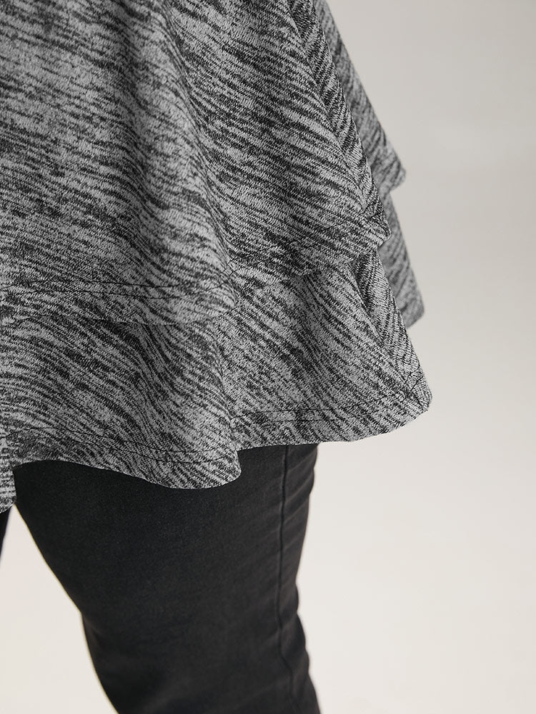Plain Ruffle Layered Hem T-shirt - Image 7