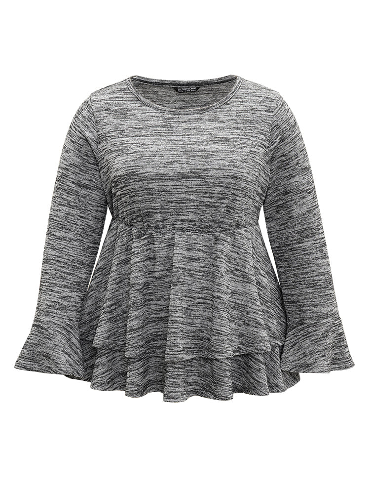 Plain Ruffle Layered Hem T-shirt - Image 8