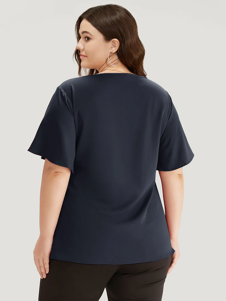Plain Ruffle Sleeve Cut Out Blouse - Image 6